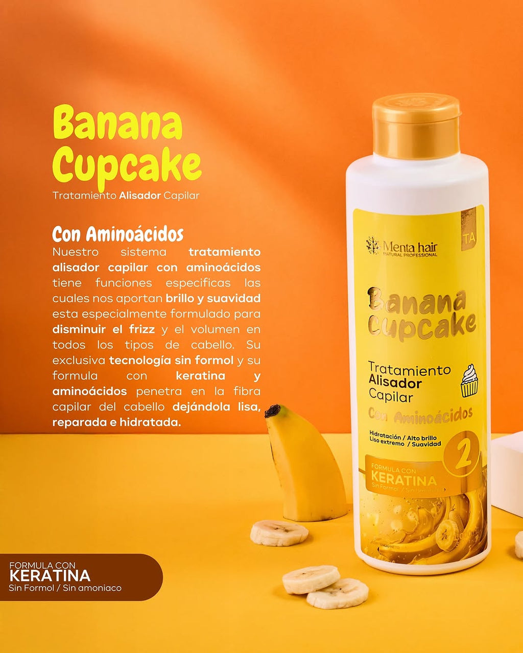 Kit Tratamiento Alisador Banana Cupcake + Gratis Paso 1 - X1.000ml