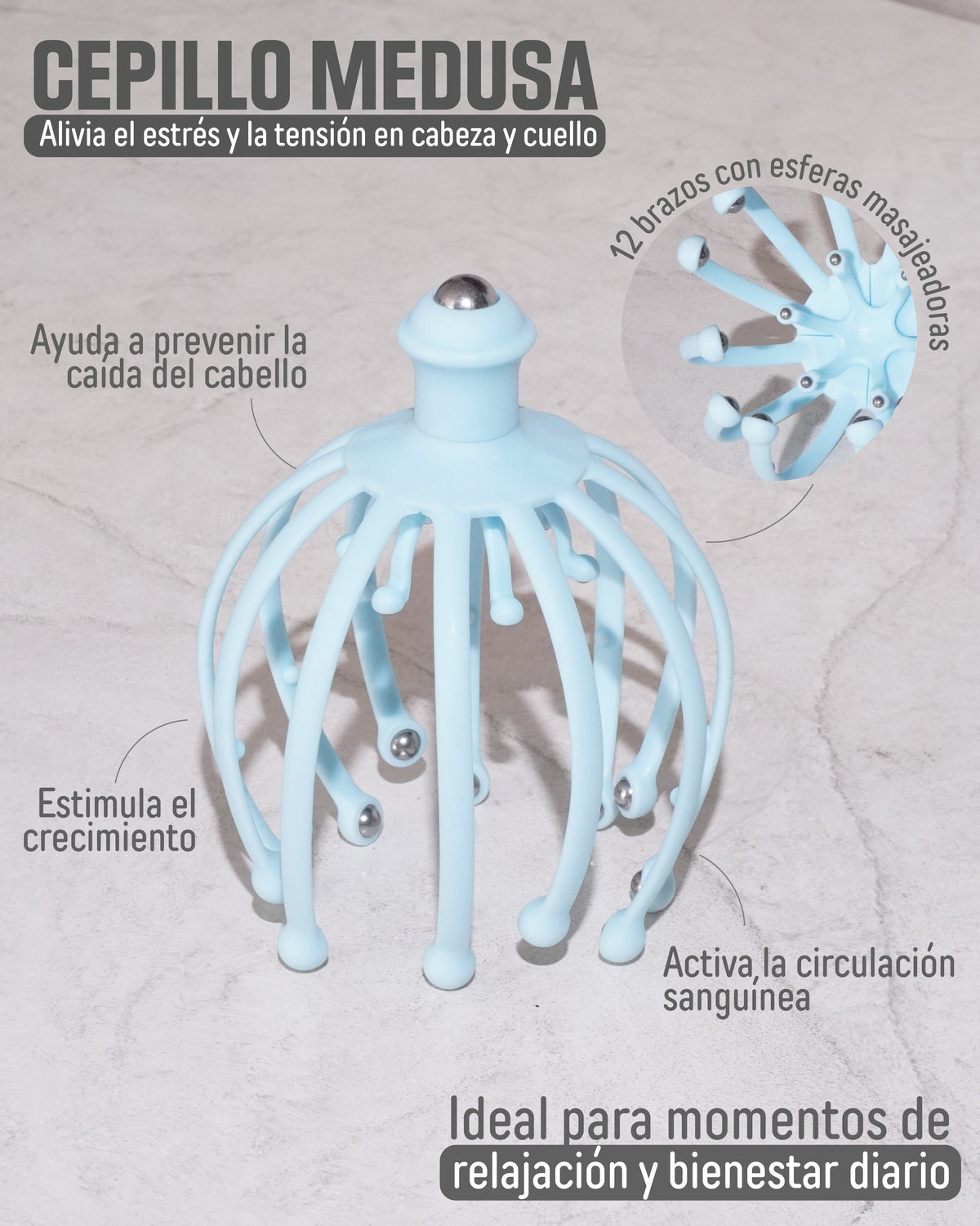 Cepillo Masajeador Medusa Capilar